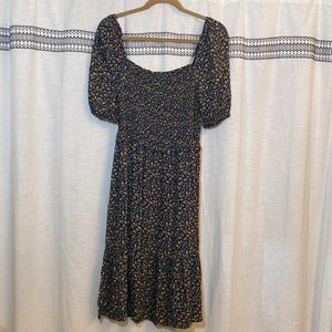 Time And Tru Floral Puff Sleeve Midi Dress